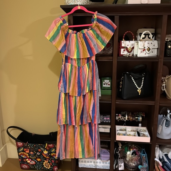 English Factory Pink Yellow Ruffled Tiered Maxi Dress - Picture 10 of 11